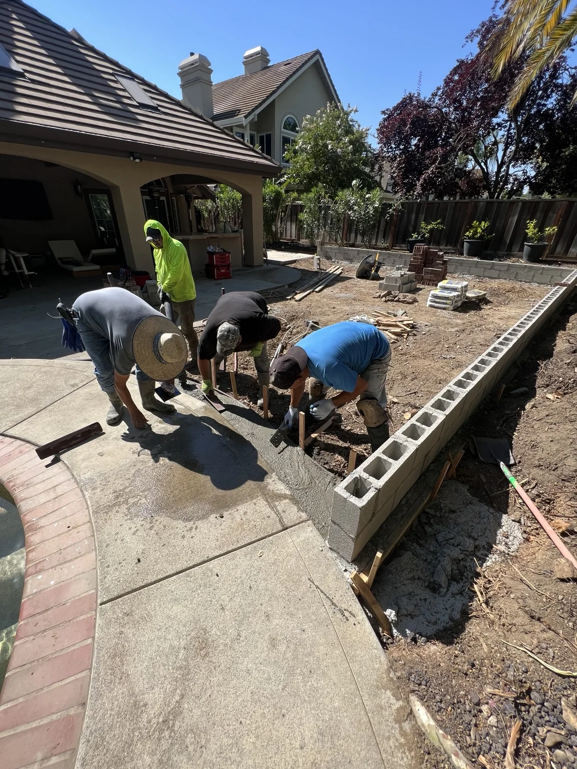 Hardscape construction in progress